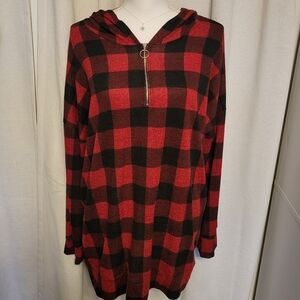 Quarter Zip Plaid Hoodie